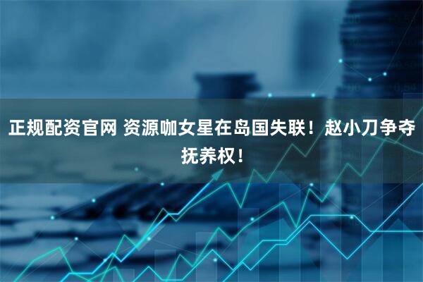正规配资官网 资源咖女星在岛国失联！赵小刀争夺抚养权！