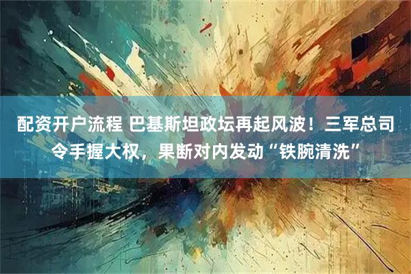 配资开户流程 巴基斯坦政坛再起风波！三军总司令手握大权，果断对内发动“铁腕清洗”